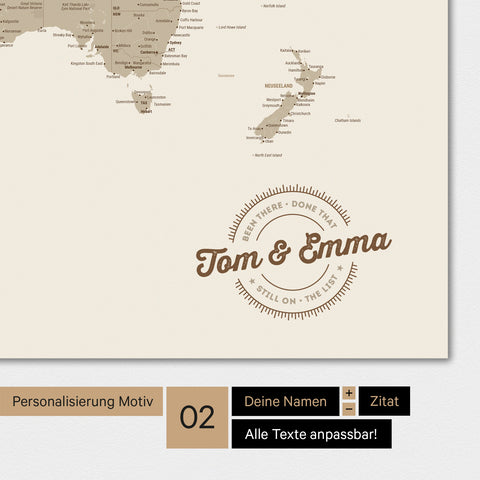 Alternatives rundes Motiv für eine Personalisierung mit deinem Namen auf einer Weltkarte als Magnet-Poster in Desert Sand (Beige)