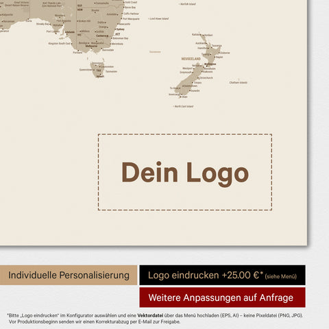 Magnetische wereldkaart TRAVEL® magnetenposter – Desert Sand (Beige)