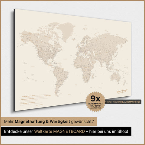 Magnetic TRAVEL® World Map Poster - Gold