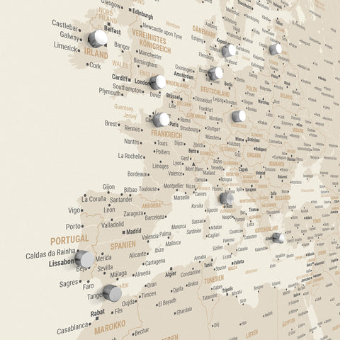 Magnetic TRAVEL® World Map Poster - Gold