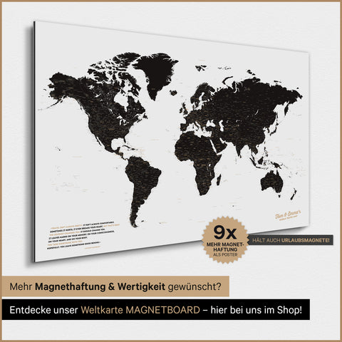 Magnetic TRAVEL® World Map Poster – Light Black