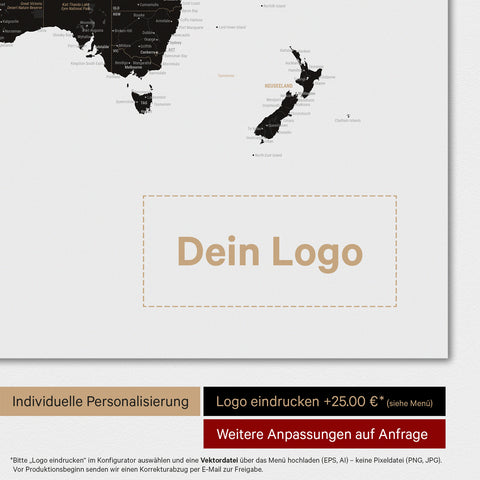 Magnetic TRAVEL® World Map Poster – Light Black