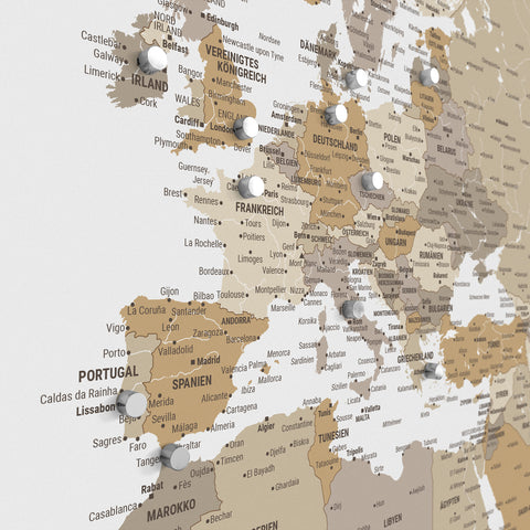 Magnetische wereldkaart TRAVEL® magnetenposter – multicolor beige