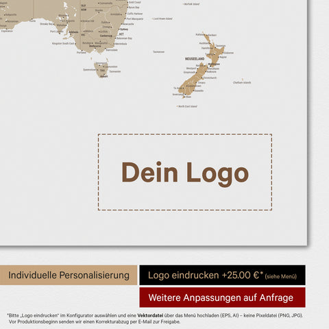 Magnetische wereldkaart TRAVEL® magnetenposter – multicolor beige