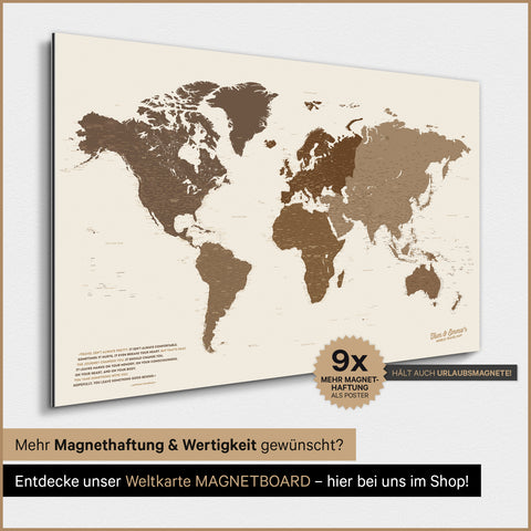 Magnetische wereldkaart TRAVEL® magnetenposter – multicolor bruin