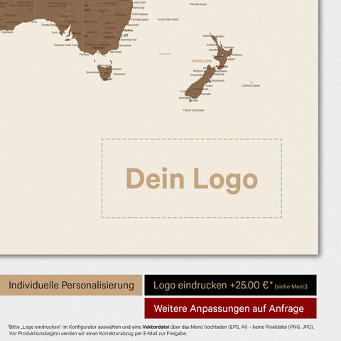 Magnetische wereldkaart TRAVEL® magnetenposter – multicolor bruin