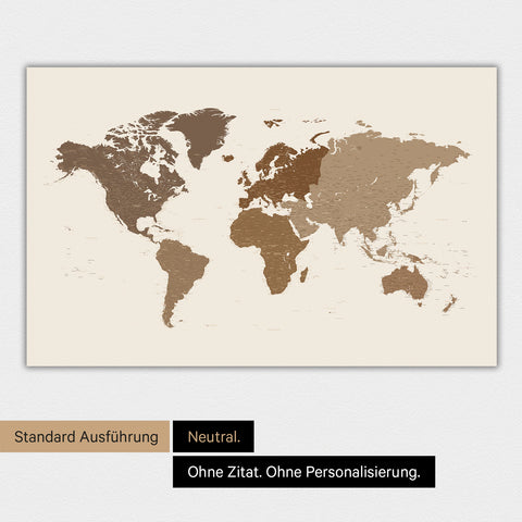 Magnetische Weltkarte in neutraler Standard-Ausführung und Farbe Multicolor Braun