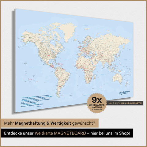 Magnetische wereldkaart TRAVEL® magnetenposter – multicolor klassiek