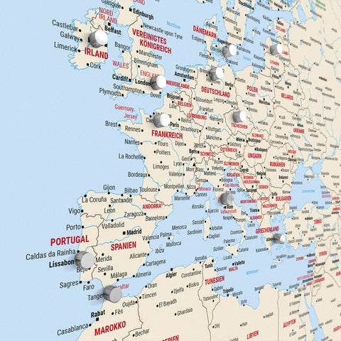 Magnetische wereldkaart TRAVEL® magnetenposter – multicolor klassiek