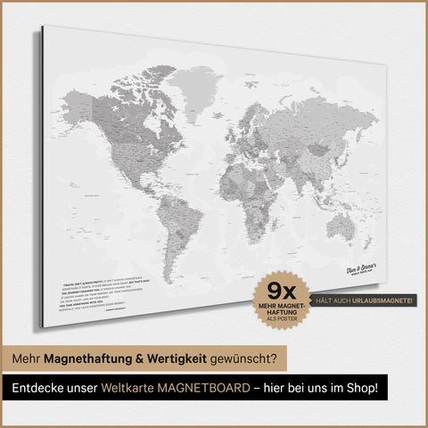 Magnetische wereldkaart TRAVEL® magnetenposter – multicolor grijs