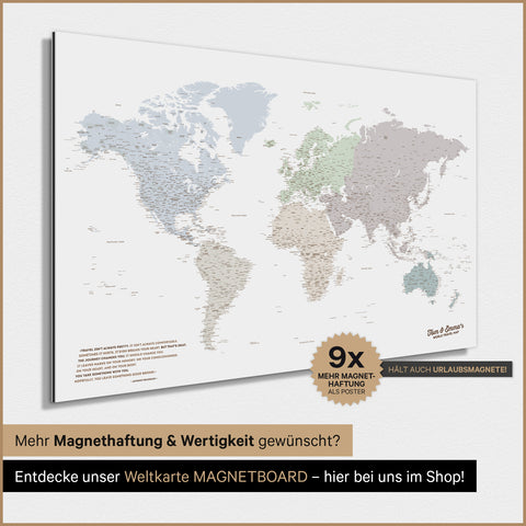 Magnetische wereldkaart TRAVEL® magnetenposter – Multicolor Licht