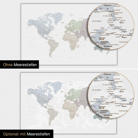Magnetische wereldkaart TRAVEL® magnetenposter – Multicolor Licht