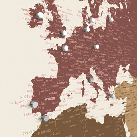 Magnetische wereldkaart TRAVEL® magnetenposter – multicolor mat