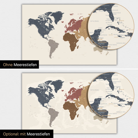 Magnetische wereldkaart TRAVEL® magnetenposter – multicolor mat