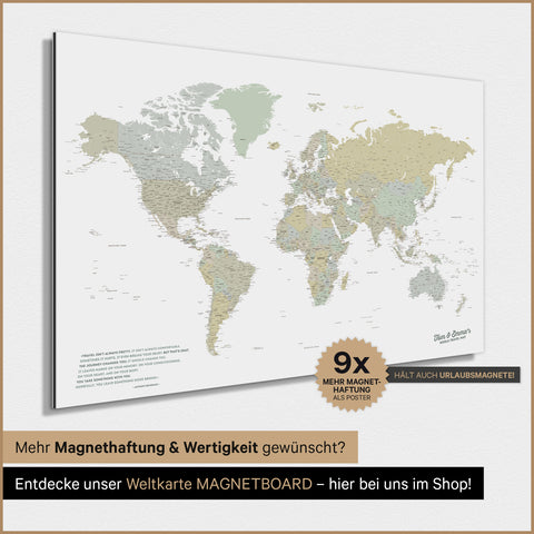 Magnetic TRAVEL® World Map Poster – Multicolor Sage