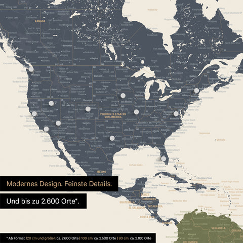 Pinnen von Reisezielen auf einer magnetischen Weltkarte als Magnetposter in Multicolor Vivid
