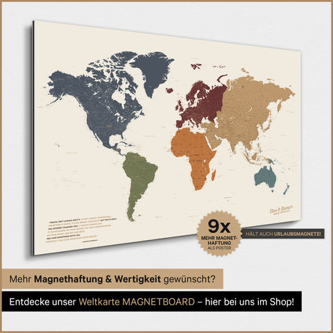Magnetische wereldkaart TRAVEL® magnetenposter – multicolor levendig