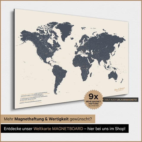 Magnetische wereldkaart TRAVEL® magnetenposter – Navy Light