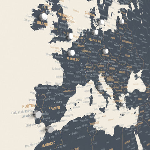 Magnetische wereldkaart TRAVEL® magnetenposter – Navy Light