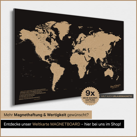 Magnetic TRAVEL® World Map Poster – Sonar Black