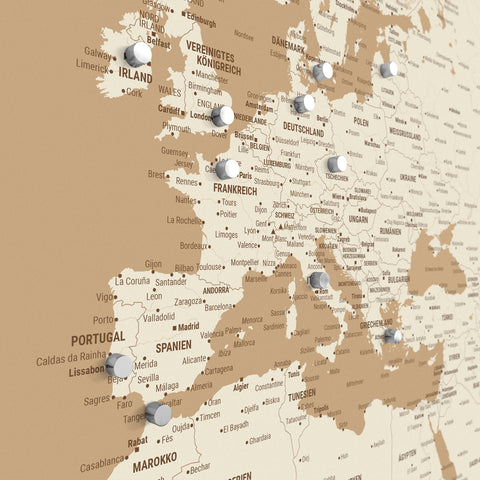 Magnetic TRAVEL® World Map Poster – Treasure Gold