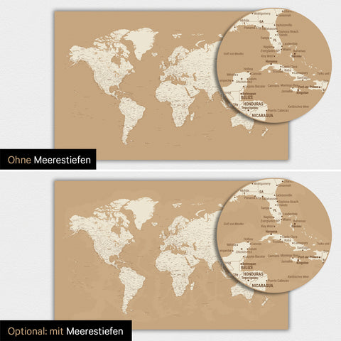 Magnetic TRAVEL® World Map Poster – Treasure Gold