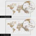 Carte du monde en couleur multicolore beige avec profondeurs marines bidimensionnelles