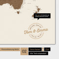 Alternatives motif pour une personnalisation avec ton nom sur une carte du monde en couleur multicolore marron