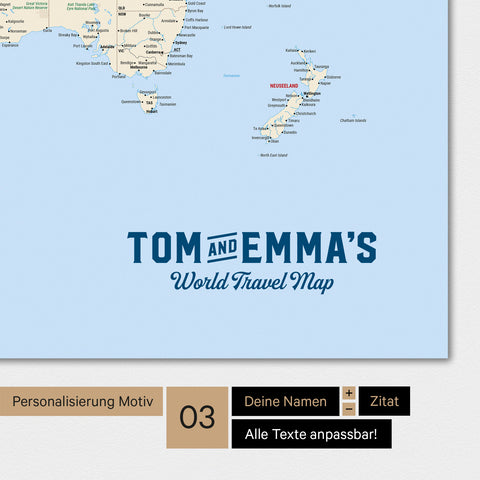 Wereldkaart in kleur multicolor klassiek met een vintage-logo als moderne personalisatie