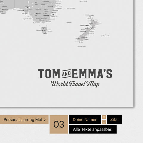 World map in multicolor gray with a vintage logo as modern personalization