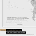 World map in multicolor gray with a printed quote from Anthony Bourdain, which can be replaced with any other quote during personalization