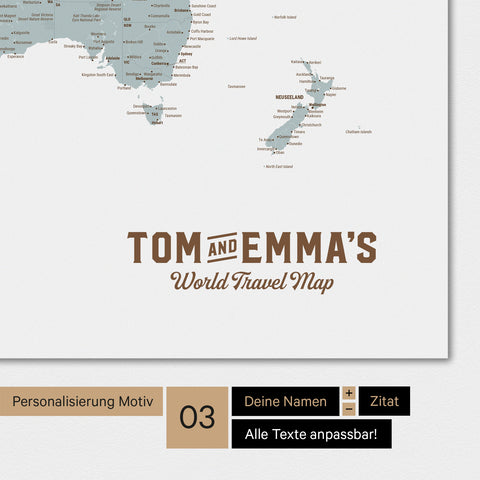 Carte du monde en couleur Multicolor Light avec un logo vintage comme personnalisation moderne