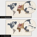 Carte du monde en couleur multicolore mate avec profondeurs marines bidimensionnelles