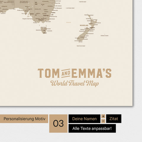 Carte du monde en couleur multicolore mate avec un logo vintage comme personnalisation moderne