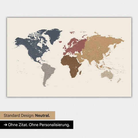 Carte du monde en version standard neutre et couleur Couleur Multicolore Mat
