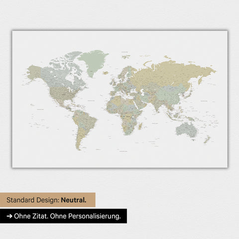 Carte du monde en version standard neutre et couleur Couleur Multicolore Sauge