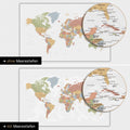 Carte du monde en couleur multicolore Sienne avec profondeurs marines bidimensionnelles