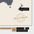 Alternative designs for personalization with your name on a world map in Navy Light color