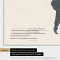 World map in Navy Light color with an imprinted quote from Anthony Bourdain, which can be replaced with any other quote during personalization