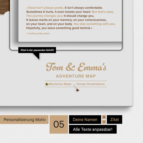 Design Push Pin World Map TRAVEL® (Pinboard) – Brown