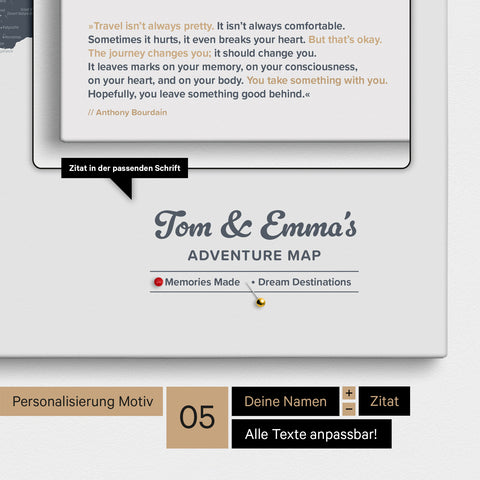 Design Push Pin World Map TRAVEL® (Pinboard) – Denim Blue