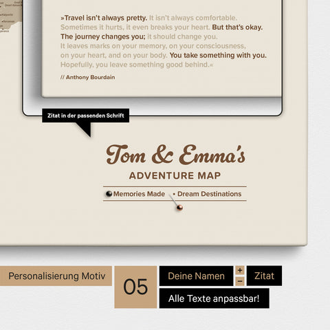 Design Push Pin World Map TRAVEL® (Pinboard) – Desert Sand (Beige)