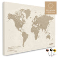 Hochwertige Weltkarte in Desert Sand (Beige) als PinnLeinwand, perfekt zum Markieren und Planen von Reisen, kaufen