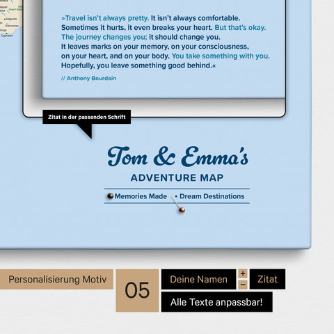 Design Wereldkaart TRAVEL® Canvas Prikbord – Multicolor Classic