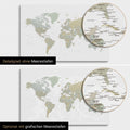 Wereldkaart in multicolor salie met tweedimensionale zeebodemdiepte