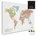 Hoogwaardige wereldkaart in multicolor sienna als prikdoek, perfect om reizen te markeren en plannen, kopen