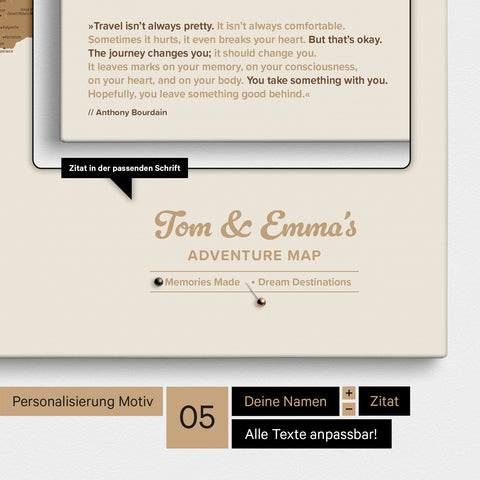 Design wereldkaart TRAVEL® Canvas Prikbord – Multicolor Vivid