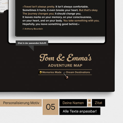 Design Push Pin World Map TRAVEL® (Pinboard) – Dark Black