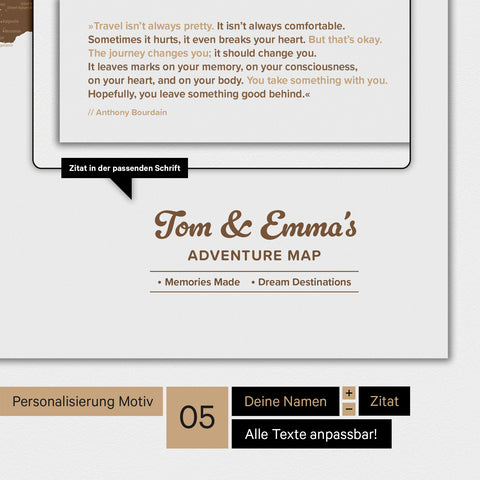 Wereldkaart TRAVEL® Design Premium Poster – Bruin