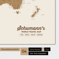 Poster Weltkarte in Bronze mit Personalisierung als Familien-Logo